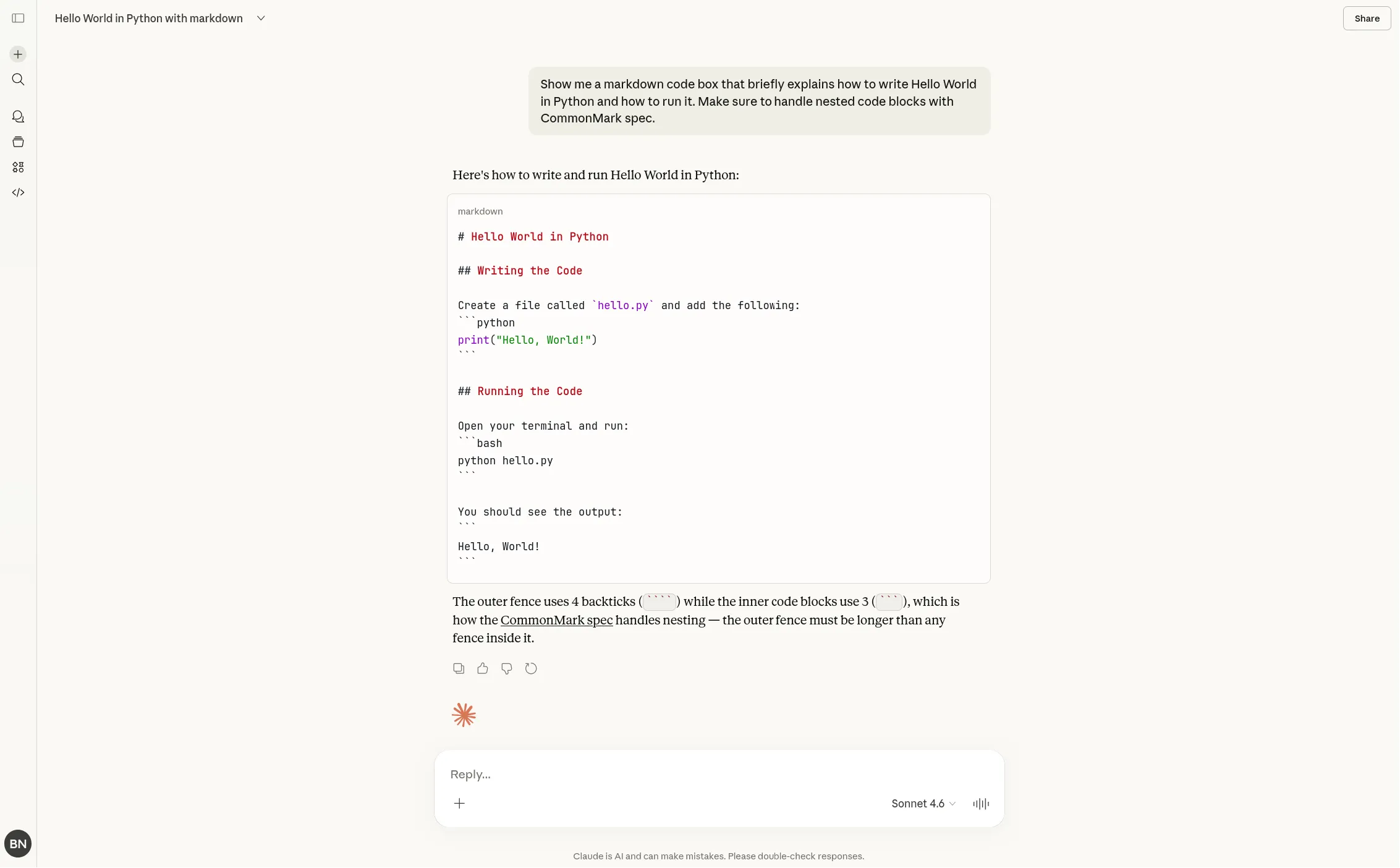 Claude fixed response